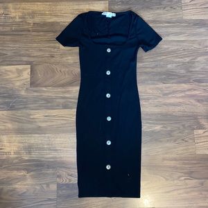 A black mid button dress
